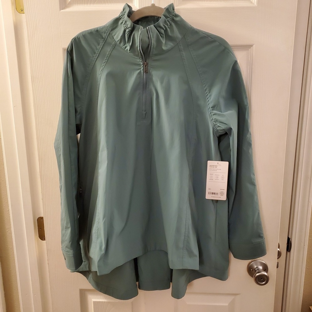 NWT! Athleta Med Advantage Poplin Top Teal Breathable light Jacket Travel Hi-Low - Picture 4 of 14